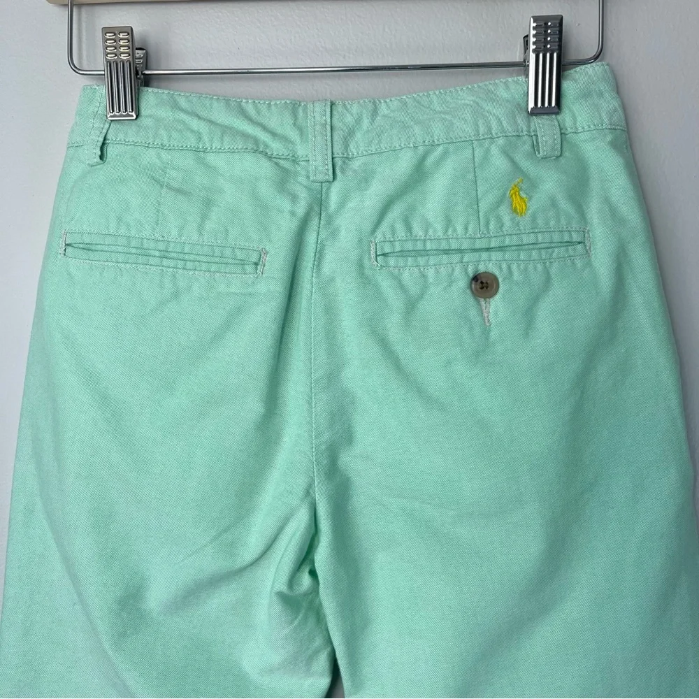 VTG Polo Ralph Lauren Kids 8 Mint Green Classic Khaki Pants Chinos Yellow Pony